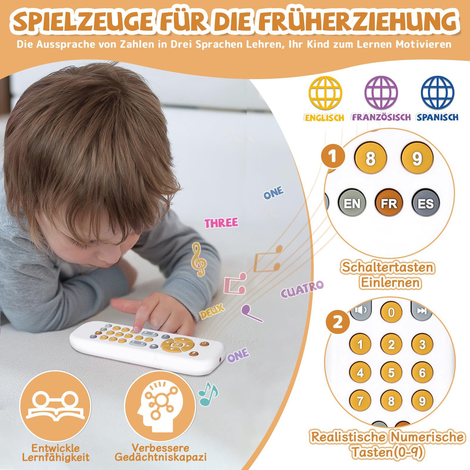 CLTYQ Lernspielzeug Baby TV Fernbedienung Spielzeug, Mehrsprachiges Musiksp günstig online kaufen