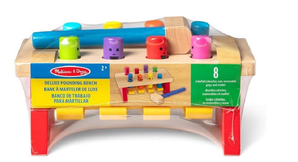 Melissa & Doug Lernspielzeug Kinder Klopfspiel / Klopfbank Deluxe-Hämmerbank / Motorikspiel, Farbenlernen / Hammerspiel / Ideal als Geschenk