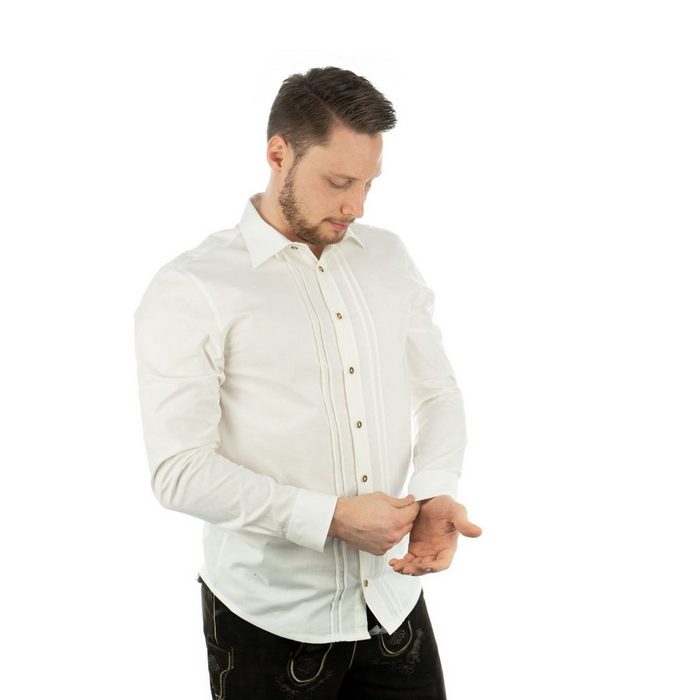 OS-Trachten Trachtenhemd Gluxex Langarmhemd mit 2x2 Biesen