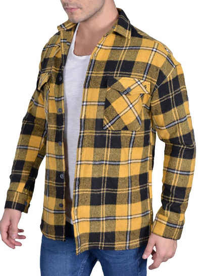 Megaman Jeans Flanellhemd Herren Holzfällerhemd Flanellhemd Kariert Freizeithemd Jacke