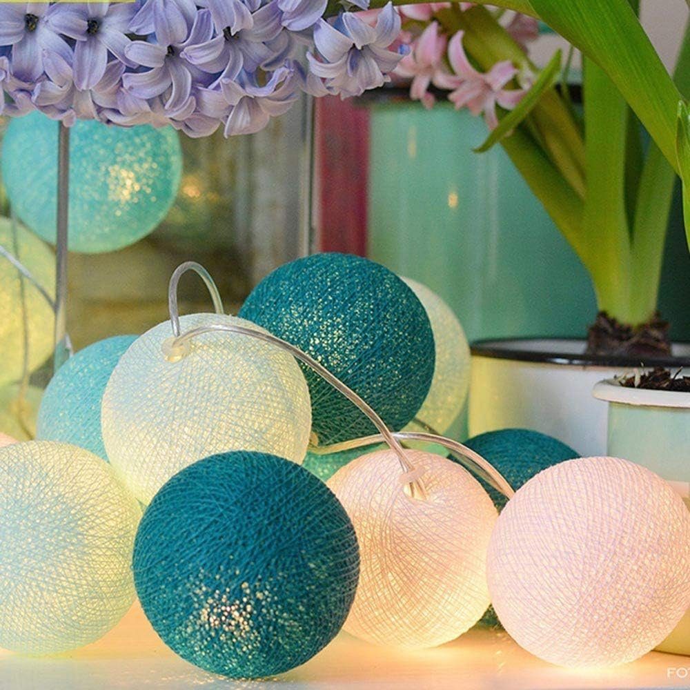 Jormftte LED-Lichterkette Cotton Ball Lichterkette Weihnachten,Hochzeit,Party mit für Grün Stecker