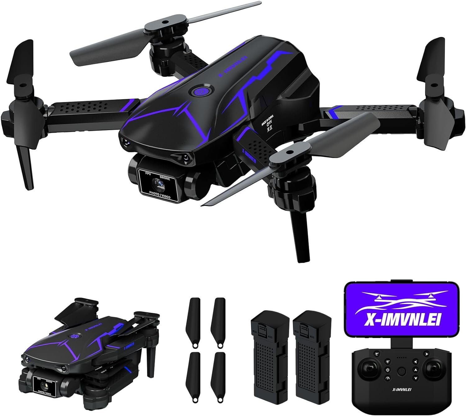 X-IMVNLEI Drohne (720P, Mini faltbare RC Quadricopter Drohne, RC FPV Drohnen mit WiFi Kamera)