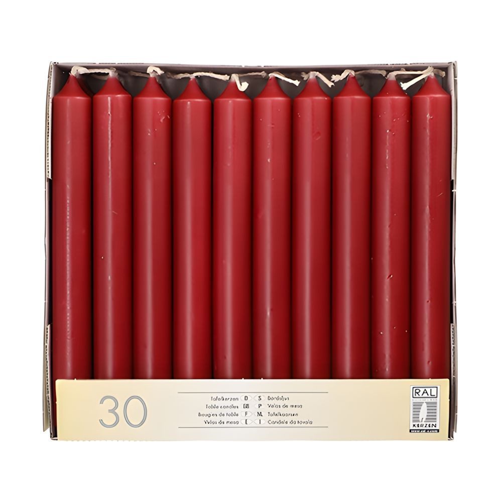 PAPSTAR Tafelkerze Tafelkerzen Ø 2,1 cm, 19,6 cm bordeaux 30 Stk
