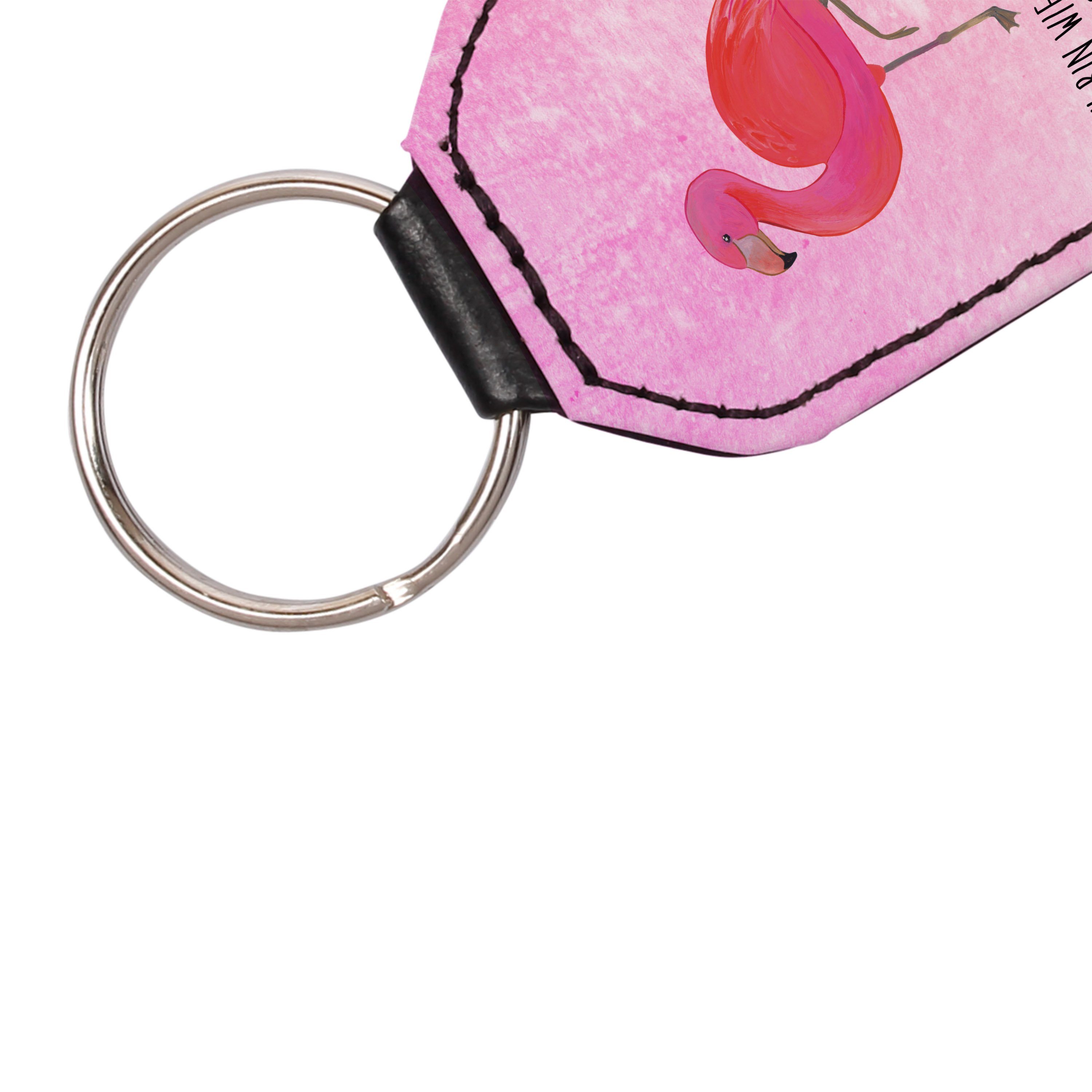 Mr. & Panda Pink - m Flamingo Aquarell für Schlüsselanhänger Schlüsselanhänger, classic Mrs. Geschenk, (1-tlg) 