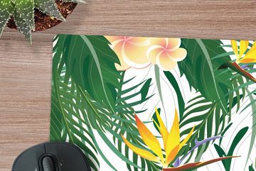 MuchoWow Gaming Mauspad Blätter - Blüten - Paradiesvogelpflanze (1-St), Mousepad mit Rutschfester Unterseite, Gaming, 40x40 cm, XXL, Großes