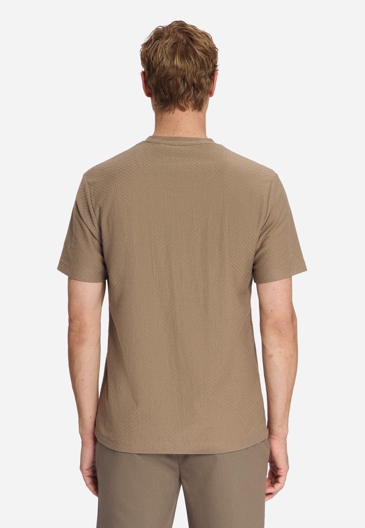NO EXCESS T-Shirt T-Shirt Crewneck - strukturiertes Shirt Rundhals sand