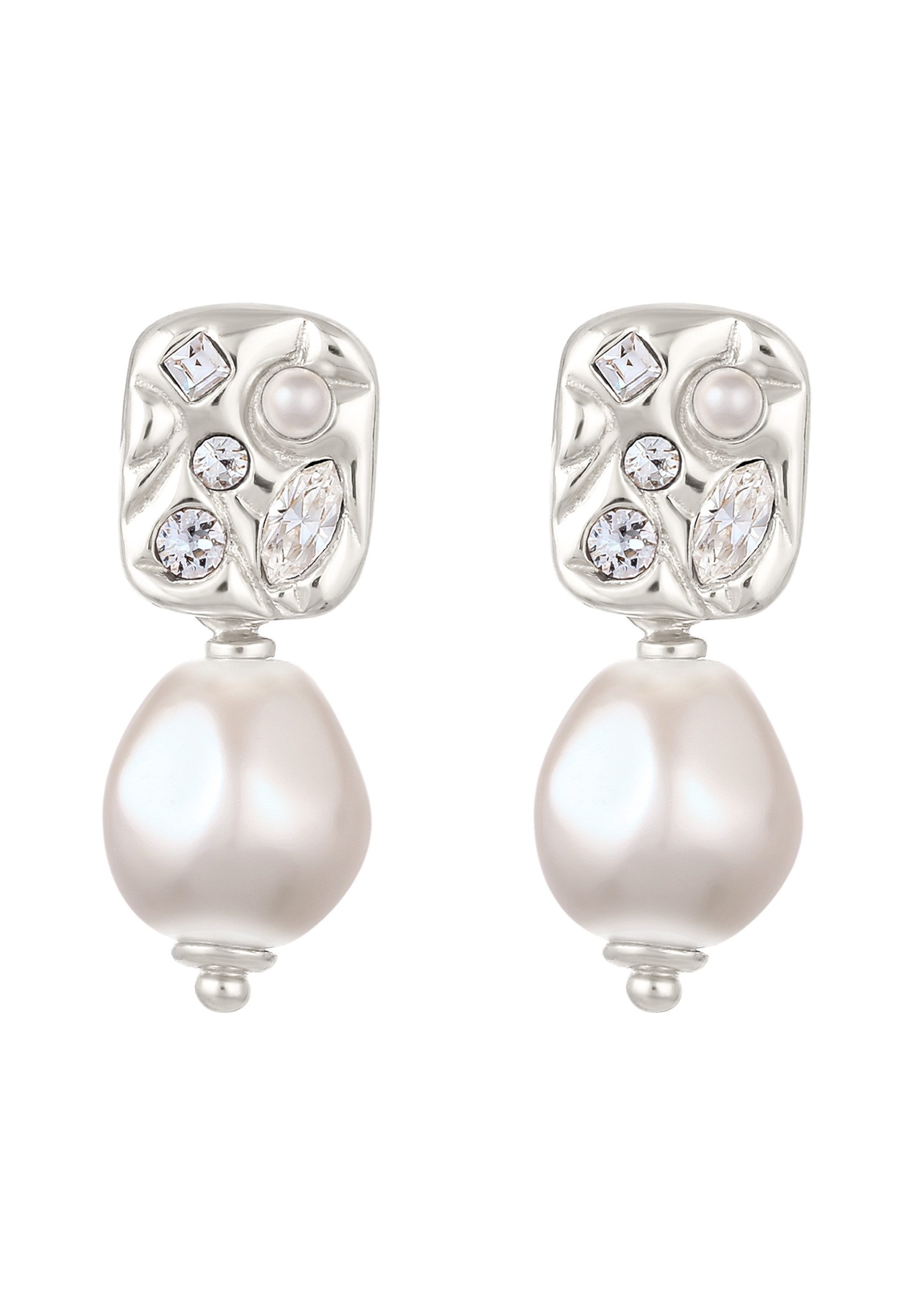 Elli Perlenohrringe Ohrstecker Hänger mit Perlen von Swarovski® Weiß 925 Sterling Silber