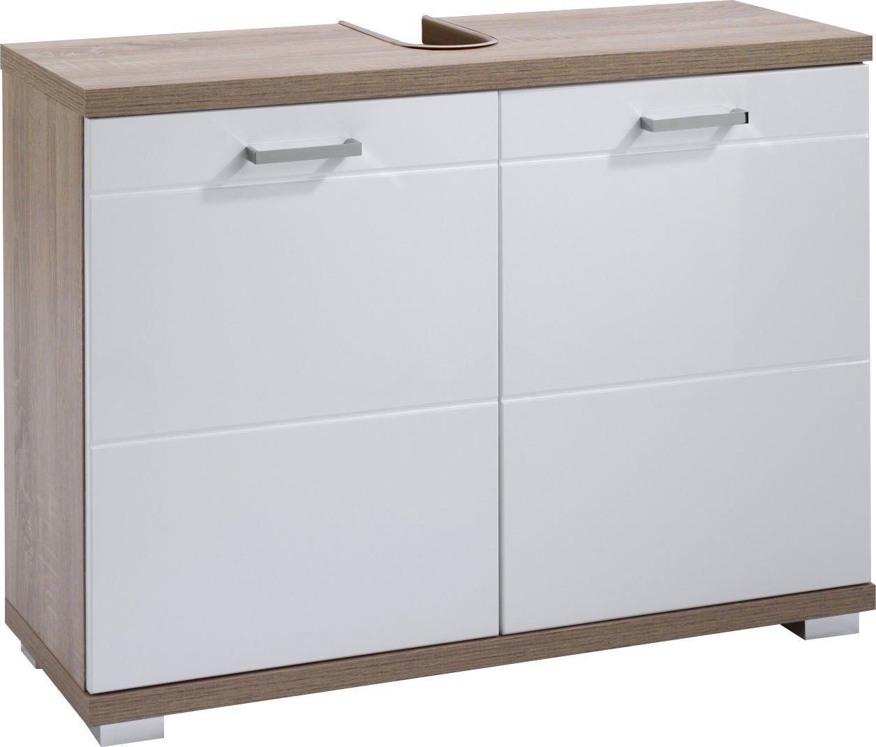 Mode liefern byLIVING Waschbeckenunterschrank Nebraska Breite Eiche Sonoma | Eiche Hochglanz-Optik Badezimmerschrank, / weiß cm, in 80 Nachbildung Hochglanz MDF-Fronten Sonoma