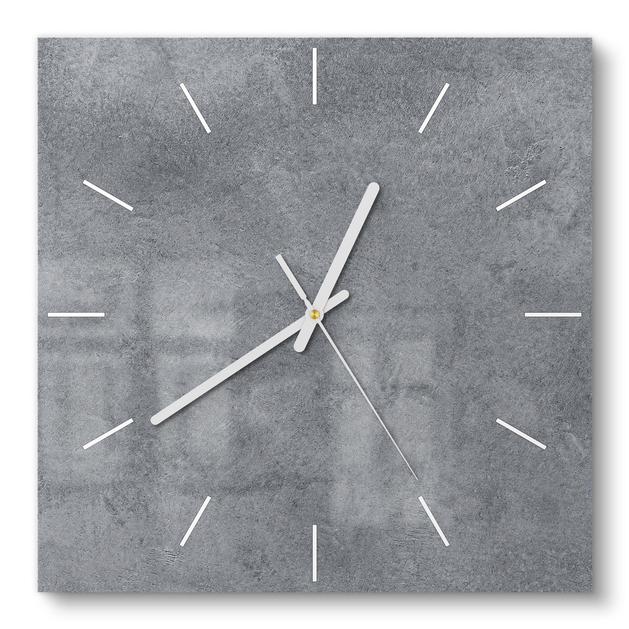 DEQORI Wanduhr 'Betonstruktur im Detail' (Glas Glasuhr modern Wand Uhr Design Küchenuhr)