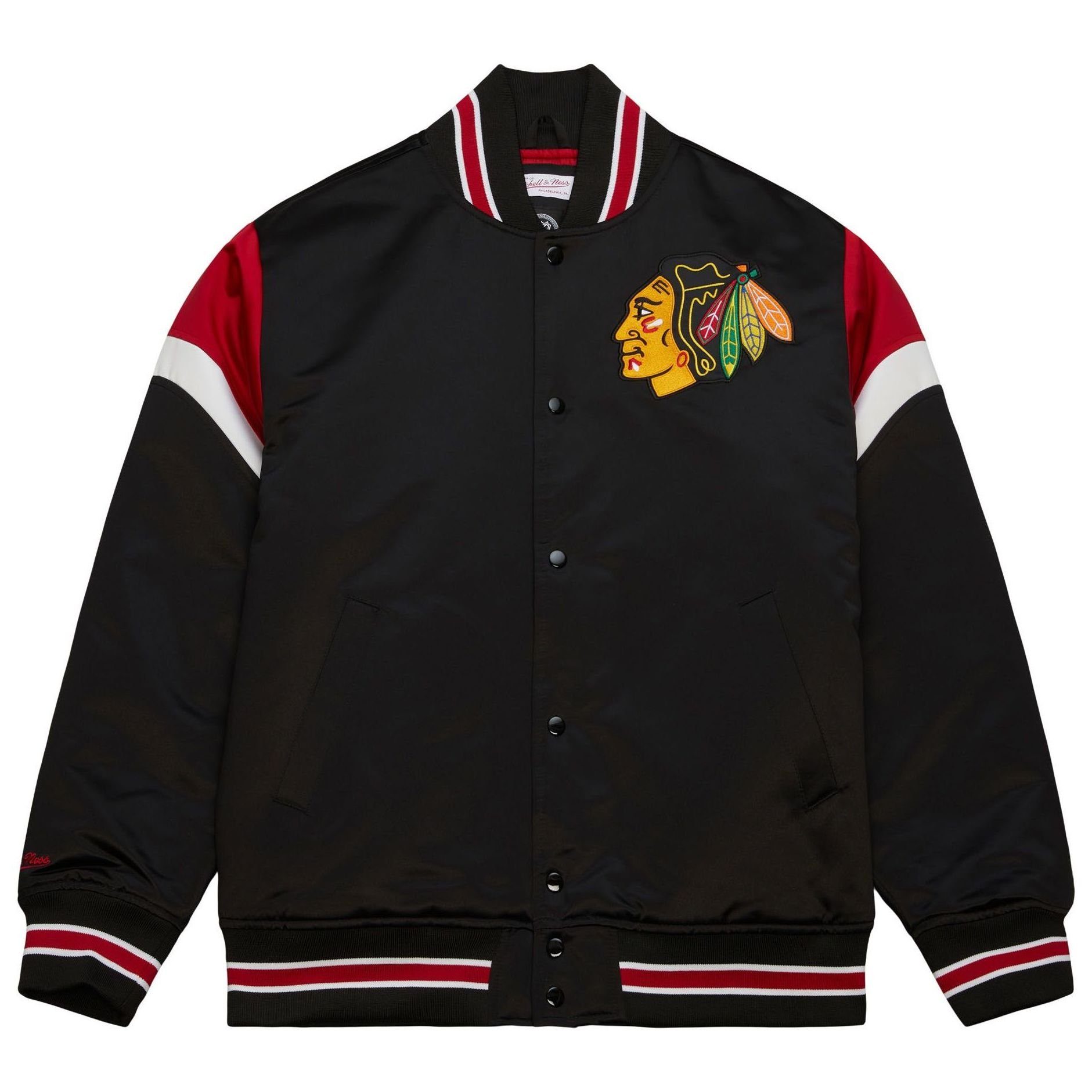 Satin NHL Ness Chicago Mitchell Heavyweight Collegejacke & Blackhawks