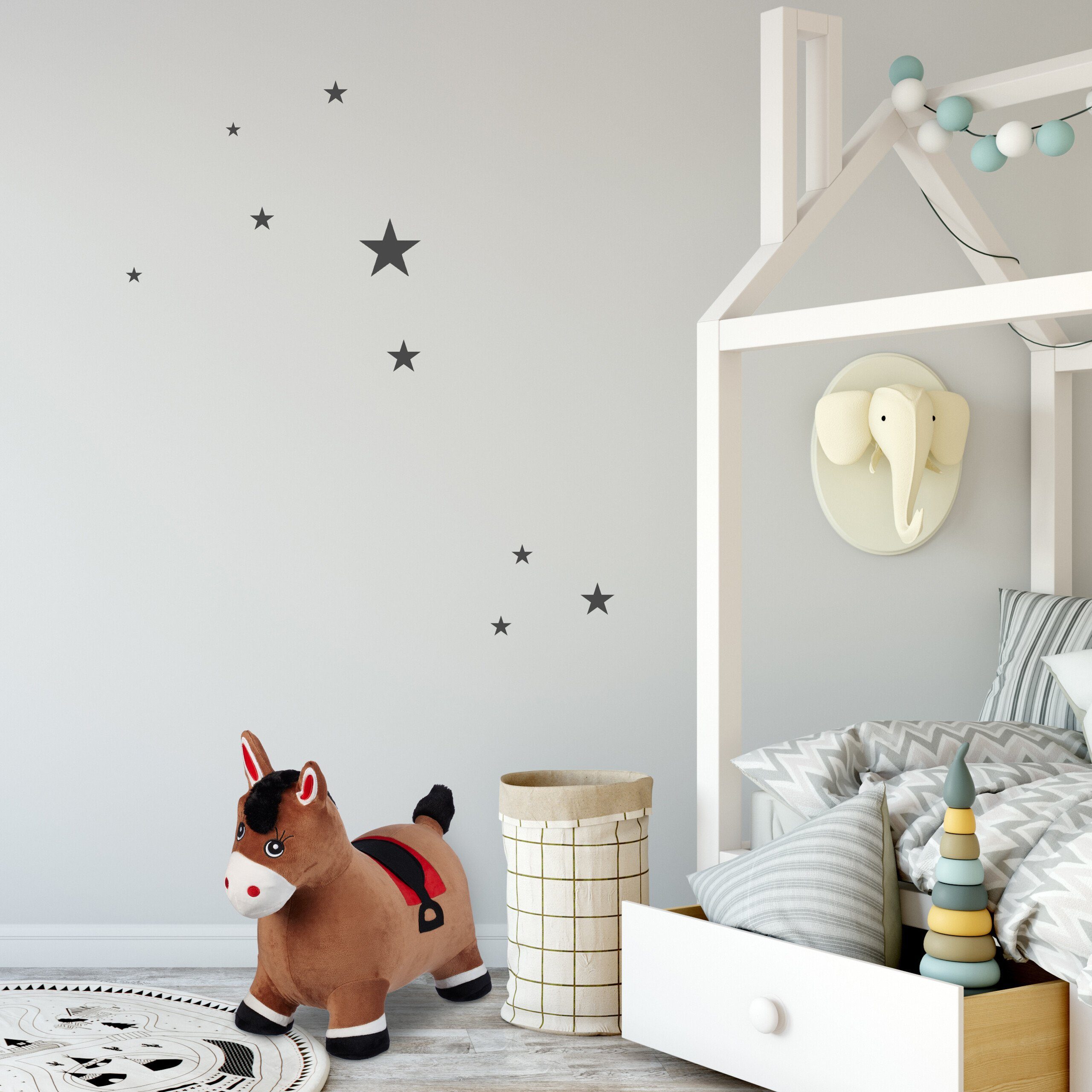 relaxdays Hüpftier Pferd mit Bezug