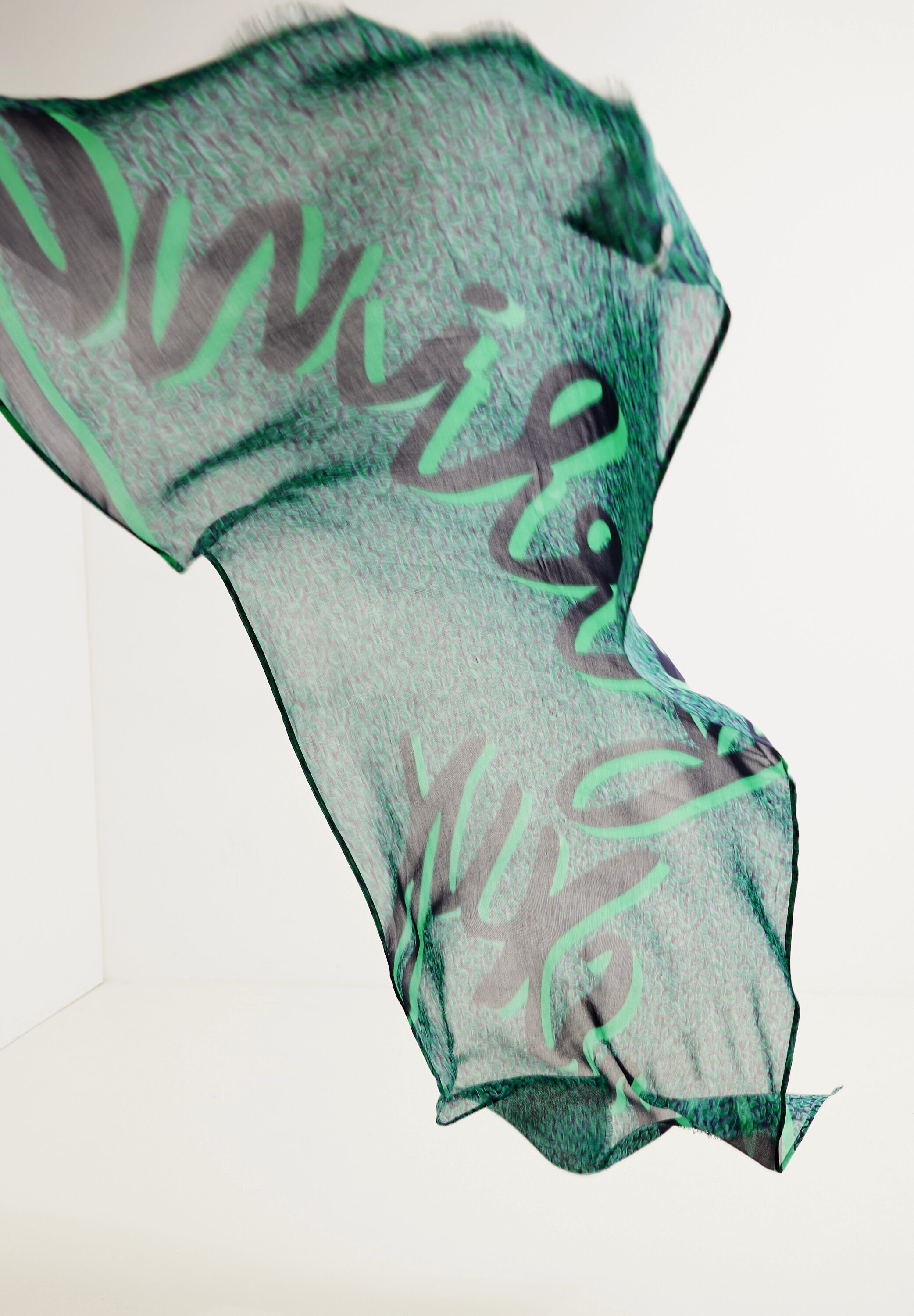 Cecil Modeschal Modal Schal mit Print, easy Wording-Print green Mit