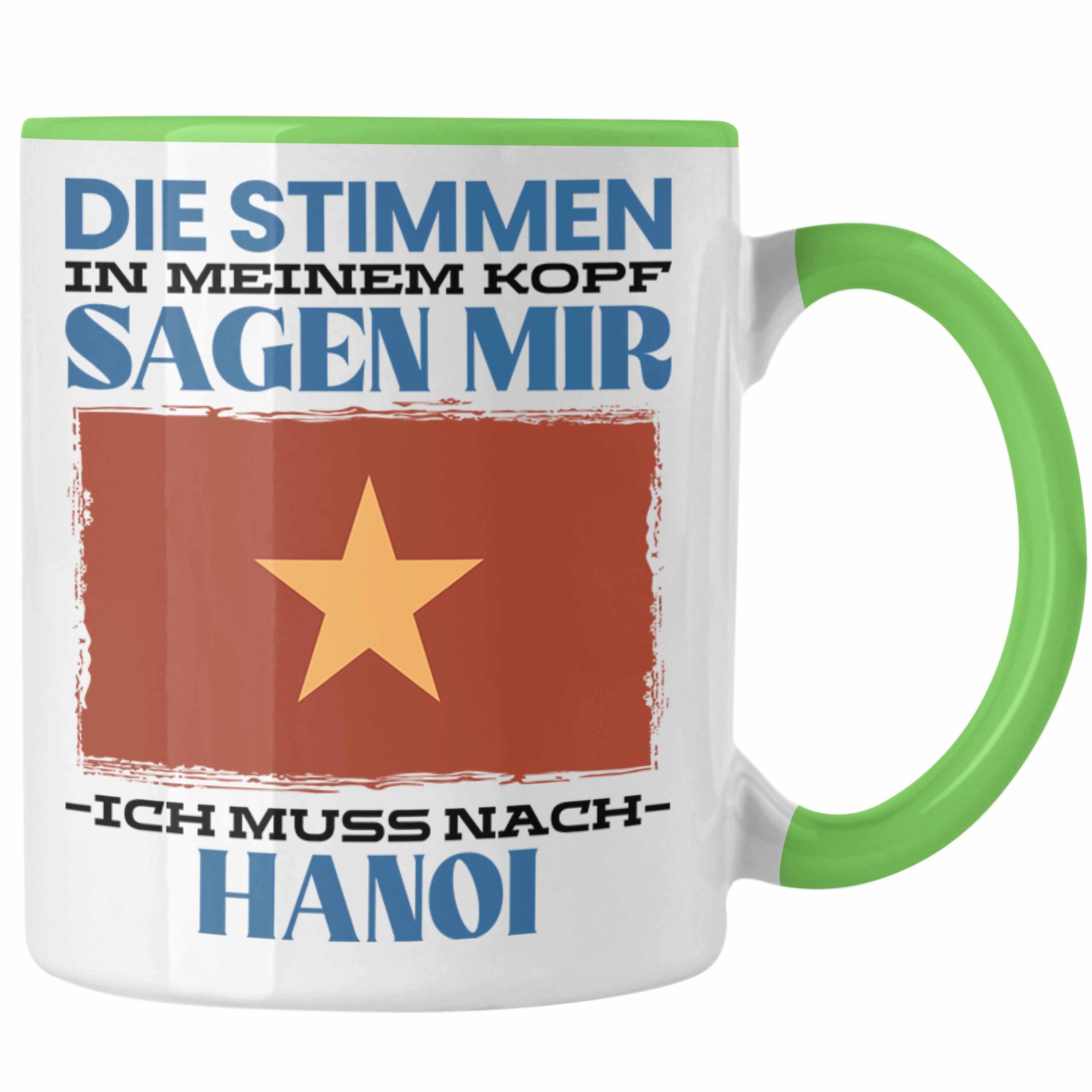 Trendation Tasse Hanoi Tasse Urlaub Heimat Geschenk Spruch Vietnam Geschenkidee Grün