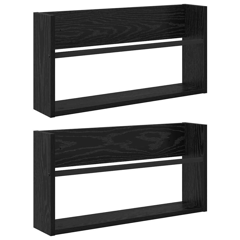vidaXL Zeitungsständer Magazinregal 2 Stk. Schwarz Eichen-Optik 60 x 12 x 30 cm (2 St)