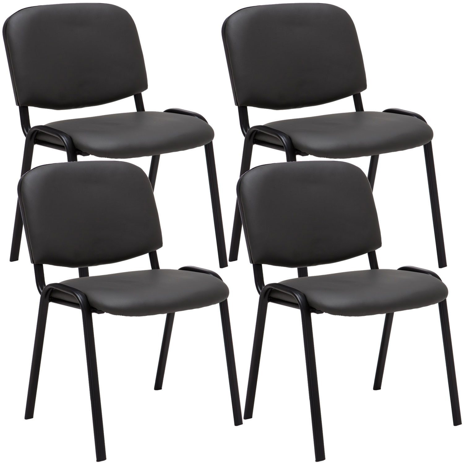 TPFLiving Besucherstuhl Keen mit hochwertiger Polsterung - Konferenzstuhl (Besprechungsstuhl - Warteraumstuhl - Messestuhl, 4 St), Gestell: Metall matt schwarz - Sitzfläche: Kunstleder grau