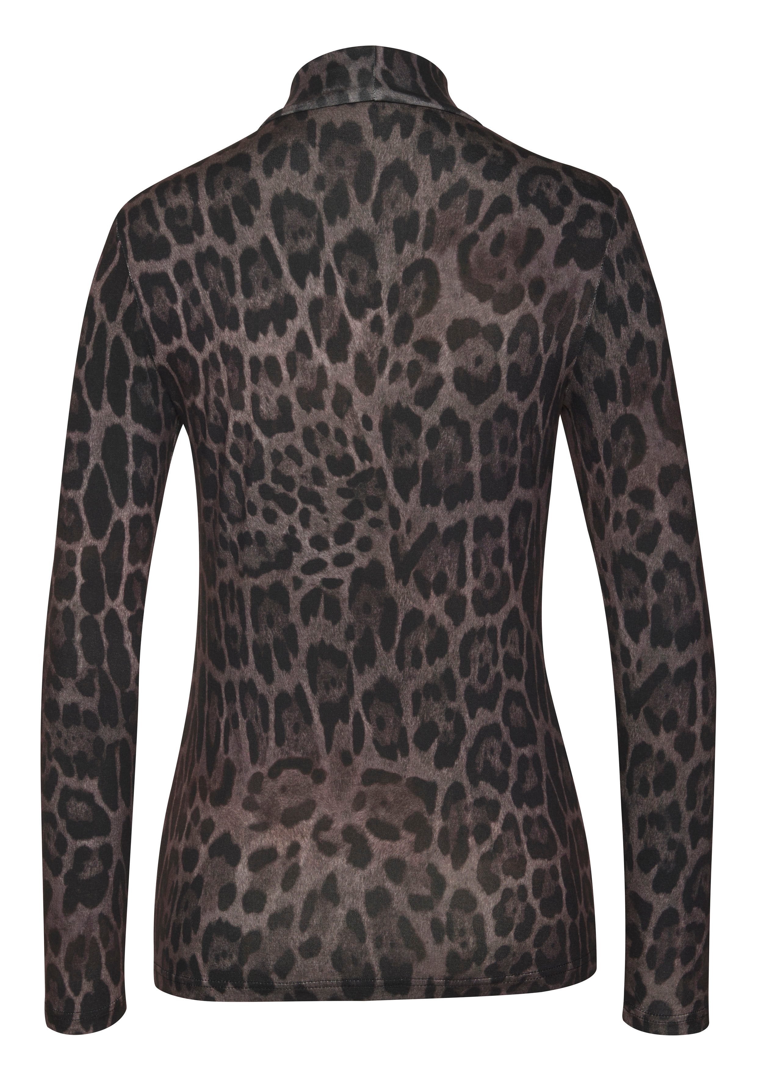LASCANA Rollkragenshirt mit Animalprint, Jerseyshirt, modisches Basic