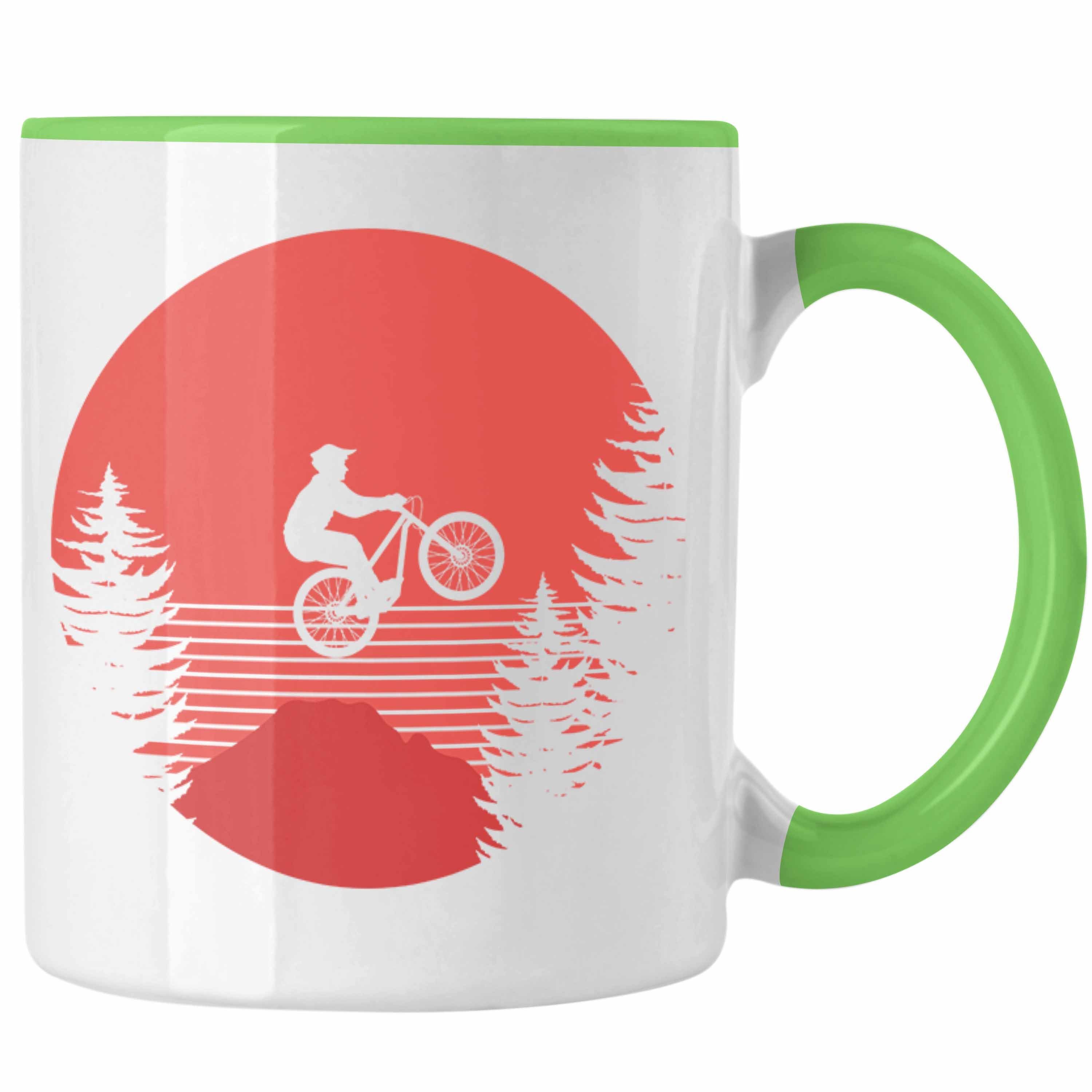 Accessories Geschenk Trendation MTB Trendation Kaffeetasse Tasse - Tasse Männer Herzschlag Kinder Mountainbiker Geschenkidee Grafik Grün Moutainbike