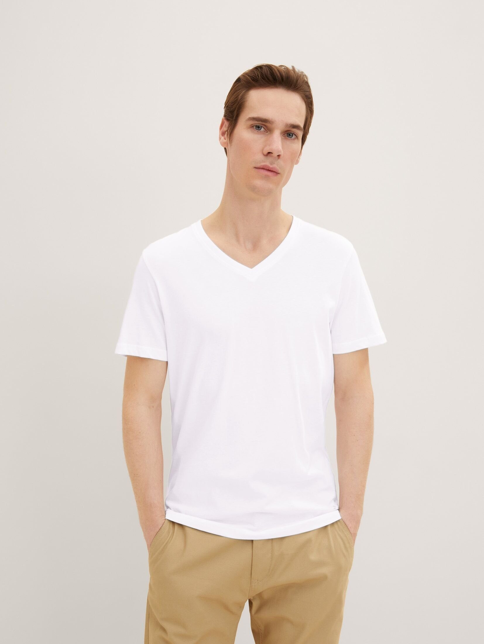 TOM TAILOR T-Shirt Basic T-Shirts im Viererpack White