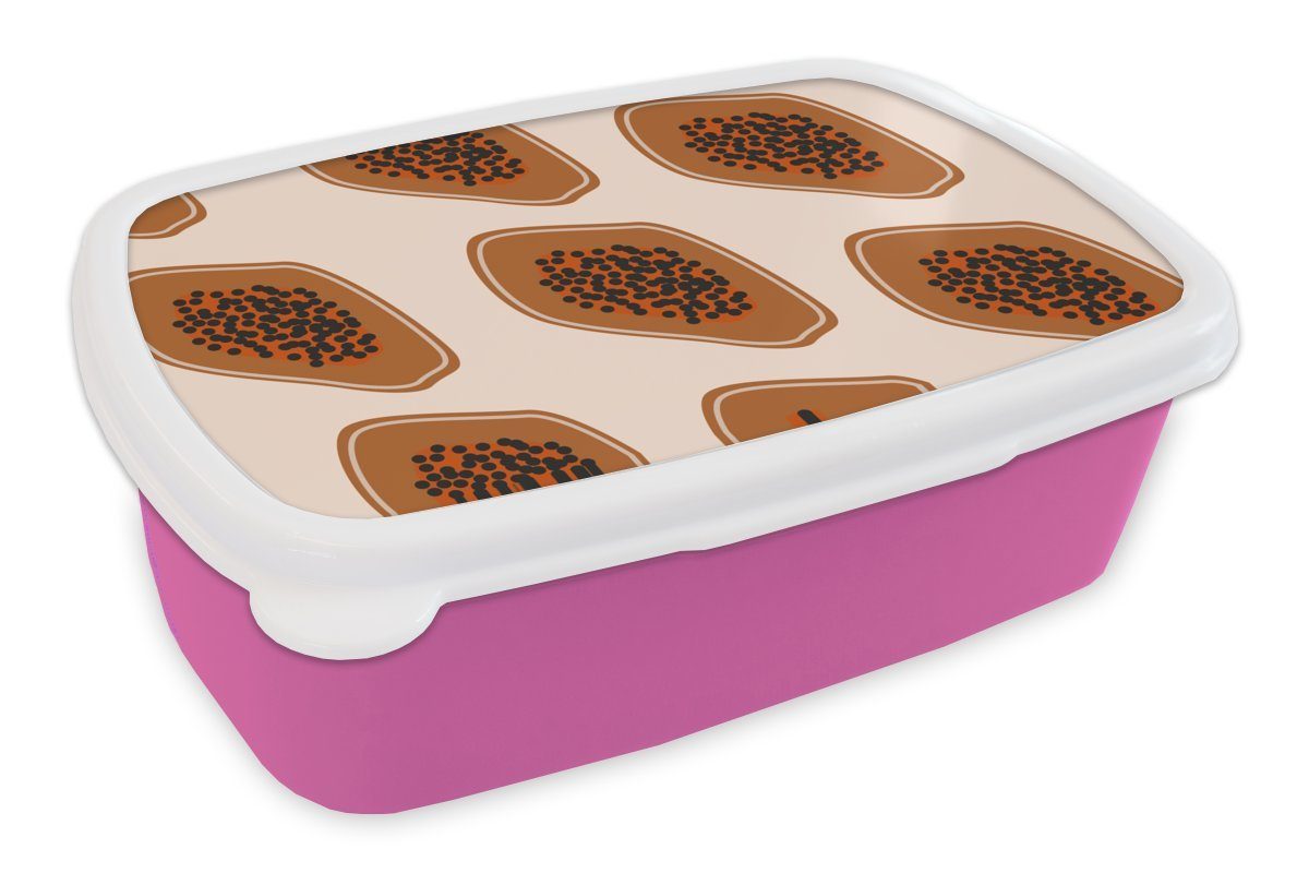 MuchoWow Lunchbox Sommer - Avocados - Pastell, Kunststoff, (2-tlg), Brotbox für Erwachsene, Brotdose Kinder, Snackbox, Mädchen, Kunststoff rosa