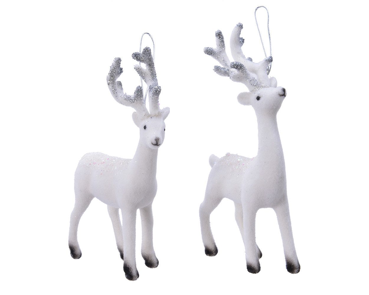 Kaemingk Christbaumschmuck, Christbaumschmuck Kunststoff / Samt Hirsch 16cm weiß 1 Stück sortiert