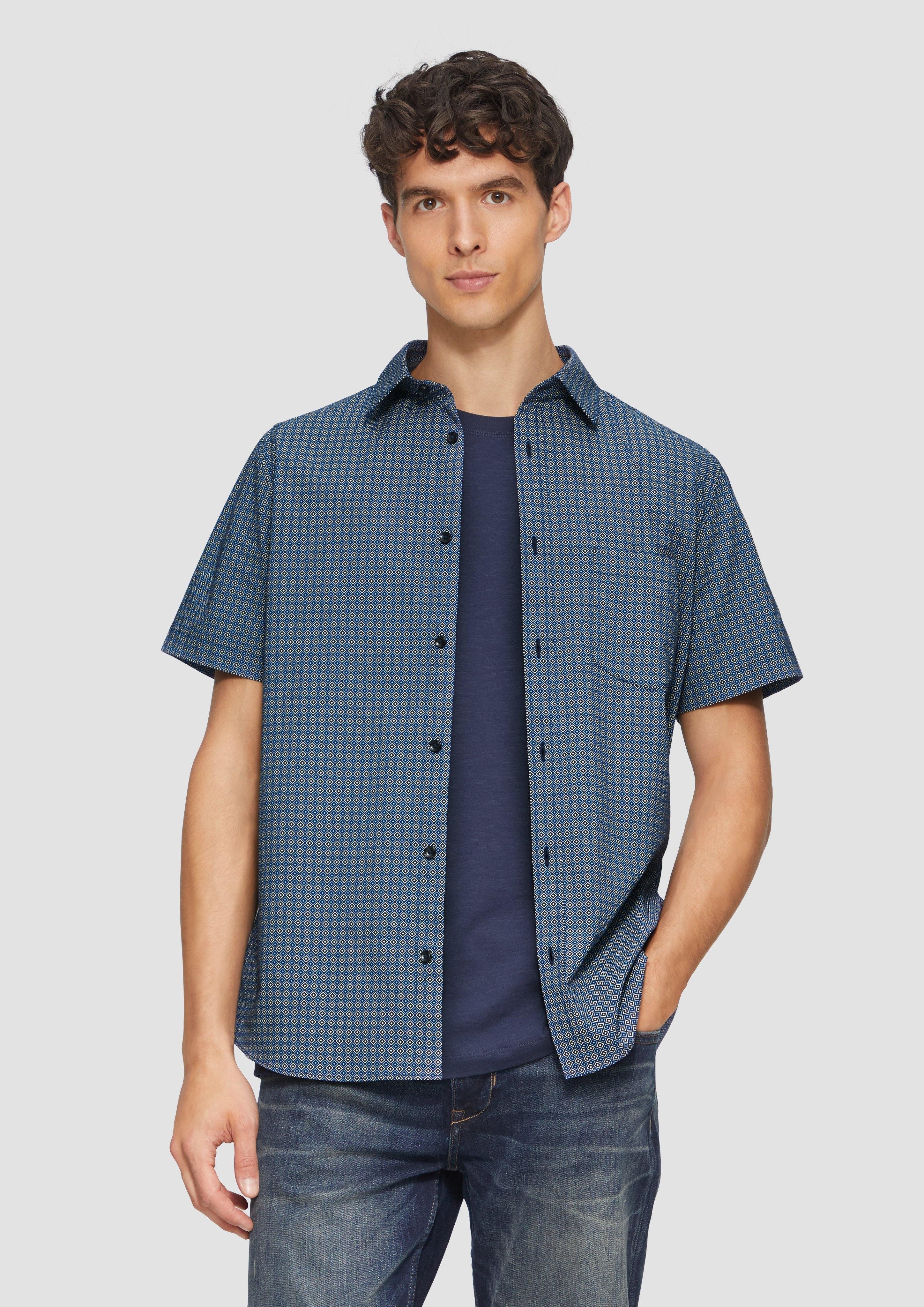 s.Oliver Kurzarmhemd Slim Fit: Gemustertes Kurzarmhemd günstig online kaufen