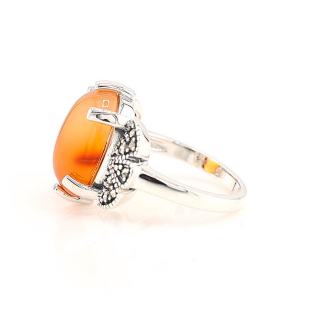 Cavill Silberring Karneol-Silberring 5,44 ct Oval mit Markasit in 925 Sterling Silber (1-tlg)