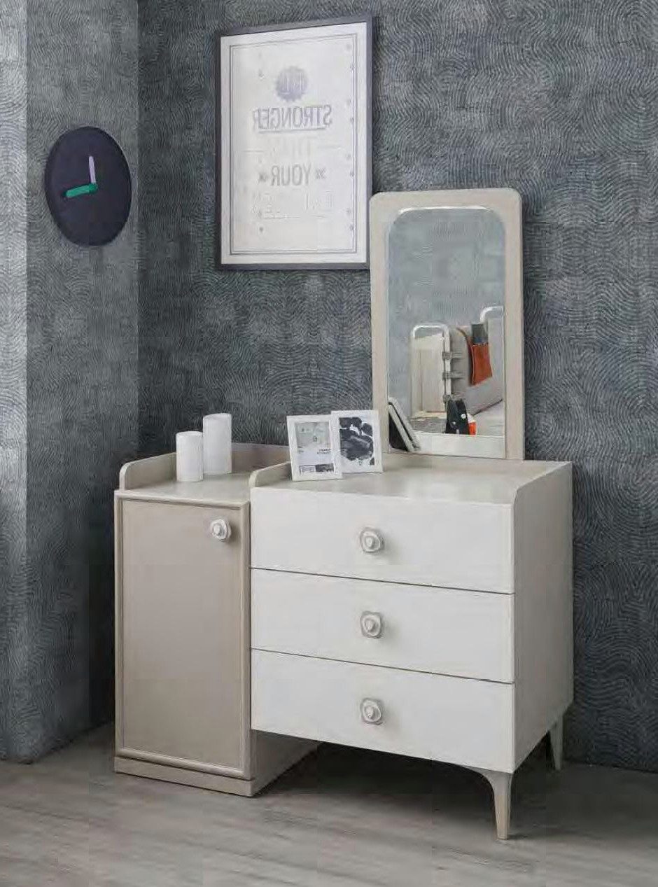 Xlmoebel Kombikommode Moderne weiße Kommode mit Spiegel und Holzdesign für das Jugendzimmer (Kombikommode, 1 St., Kommode), Hergestellt in Europa