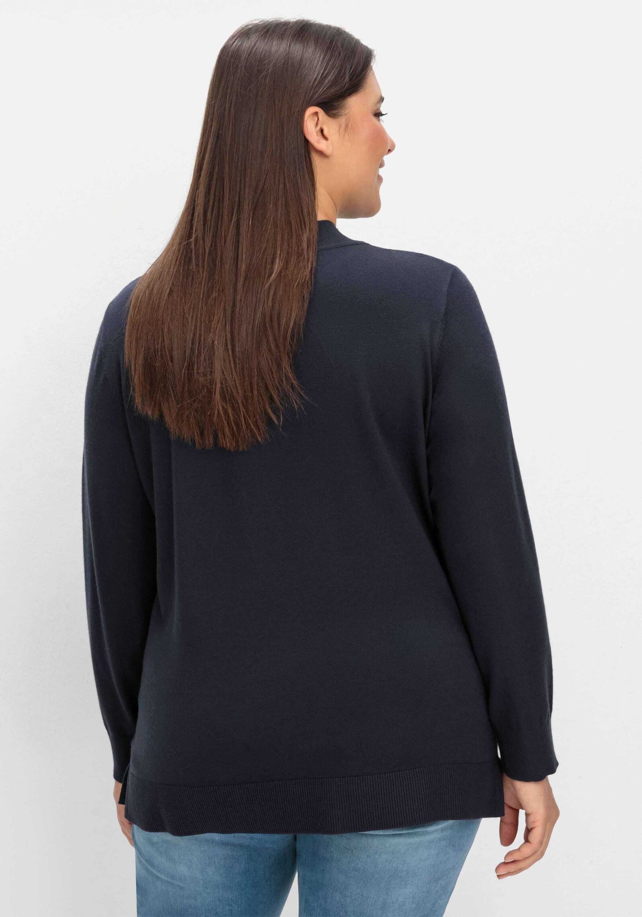 Sheego Strickpullover Strickpullover Langarm mit geripptem Stehkragen und S günstig online kaufen