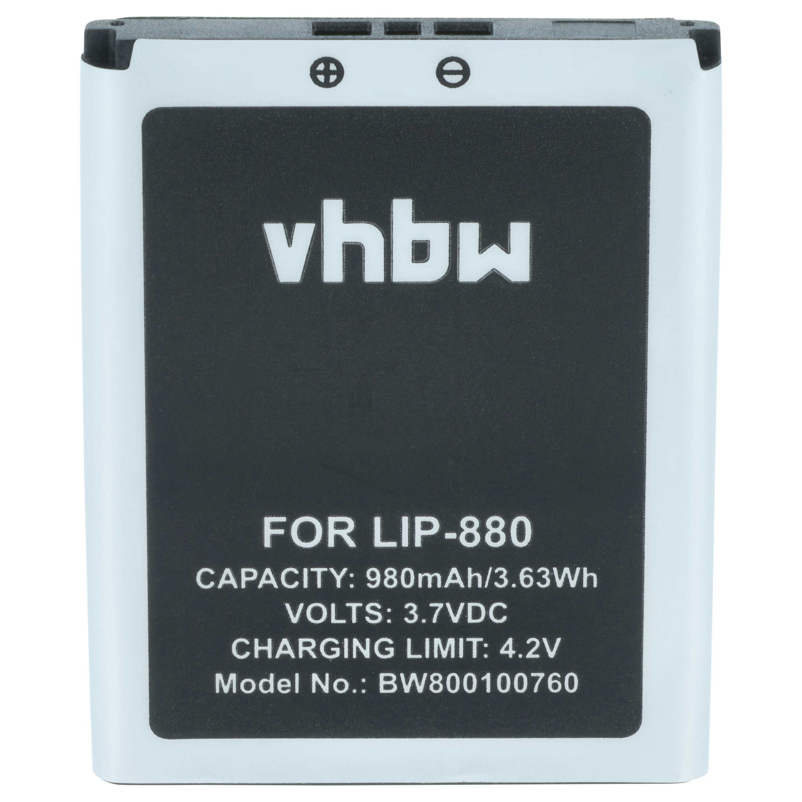 vhbw Akku Ersatz für Sony LIP-880PD, LIP-880PD-B, LIP-880 für MP3-Player Akku Akku Li-Ion 980 mAh (3,7 V, 2 St), Leistungsfähige Austausch-Akkus für MP3-Player Musik-, Video- Player