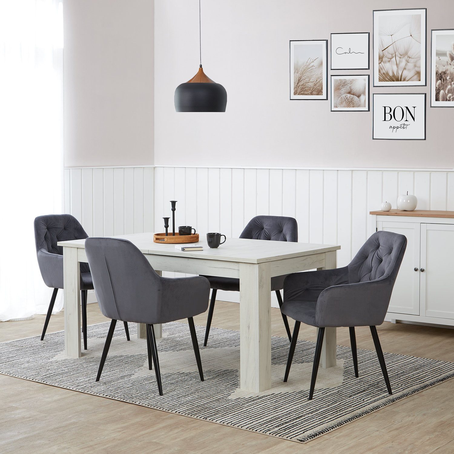 Homestyle4u Polsterstuhl mit Armlehne Sessel Esszimmerstuhl günstig online kaufen