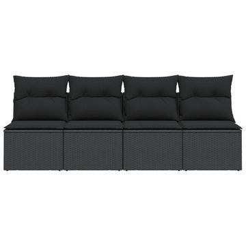 vidaXL Loungesofa Gartensofa mit Kissen 4-Sitzer Schwarz Poly Rattan