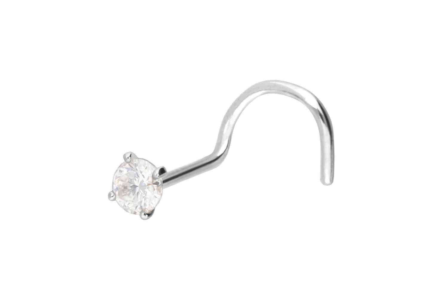 Nasenpiercing 14/18 Karat Gold Nasenstecker Spirale EINGEFASSTER MOISSANIT