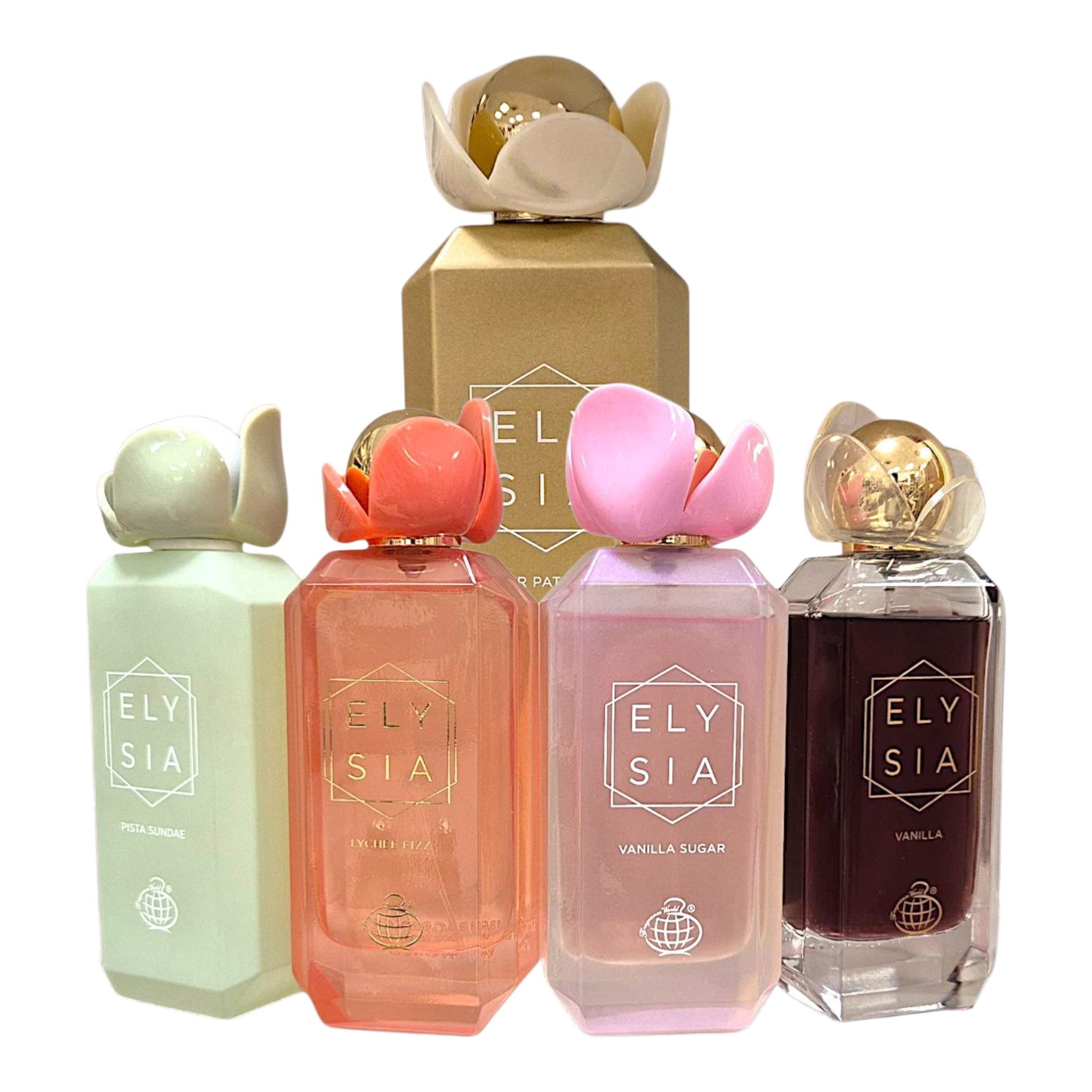 Fragrance World Duft-Set ELY SIA Vanilla, Sugar, Pista Sundae EDP + Parfümzerstäuber leer 1 Stk