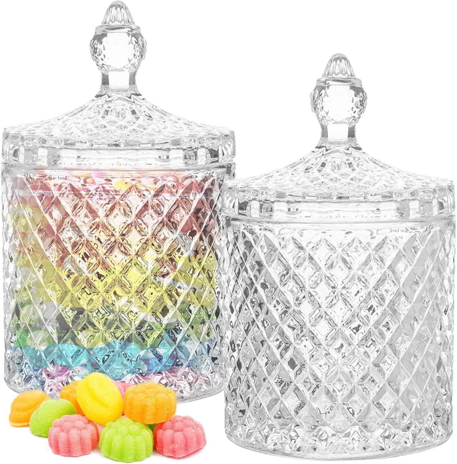 Glas 2er Set Kristallglas Süßigkeiten Dose mit Deckel, transparente