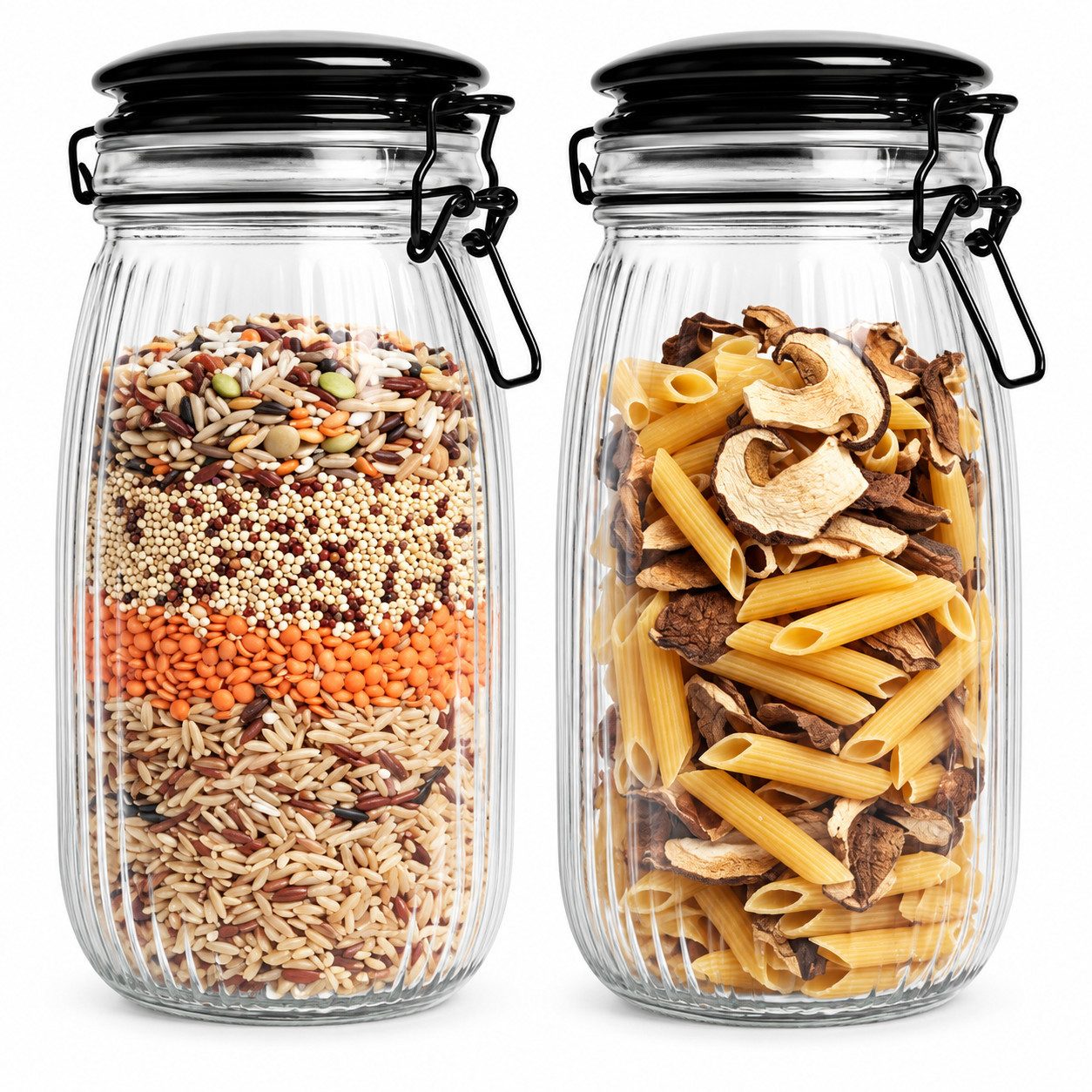 Sendez Vorratsglas 2er Set Bügelgläser 1,4 L mit Relief Einmachgläser Vorratsgläser, Glas, (2-tlg)