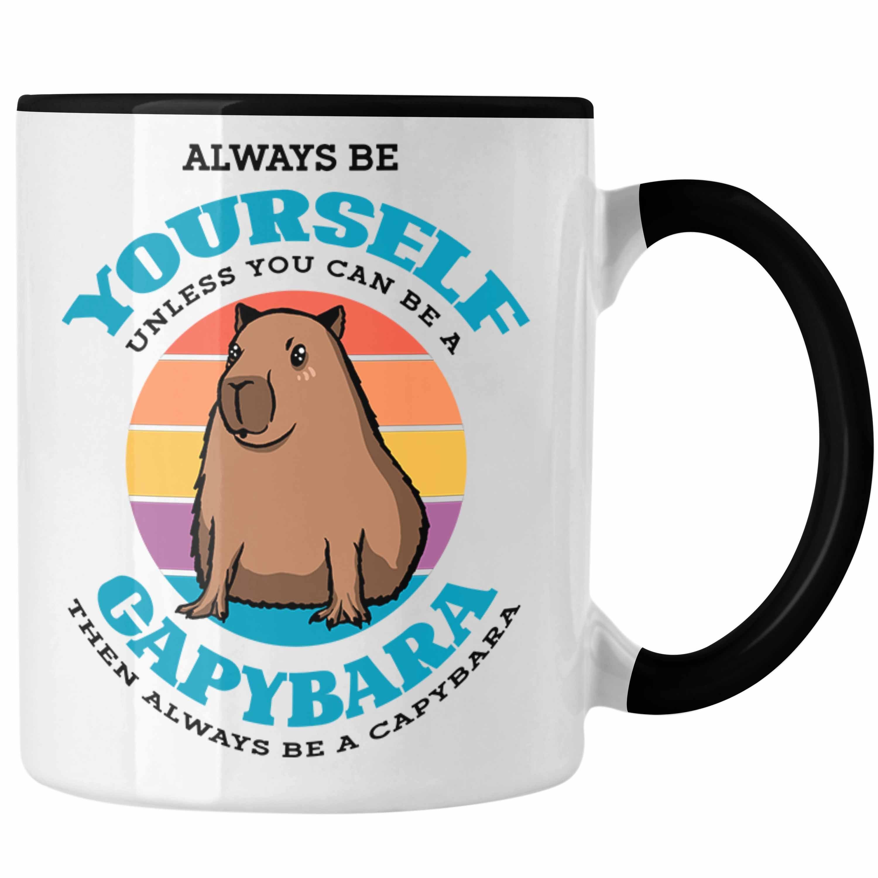 Trendation Tasse Tasse Capybara-Spruch Geschenk für Capybara Liebhaber Geschenkidee Schwarz