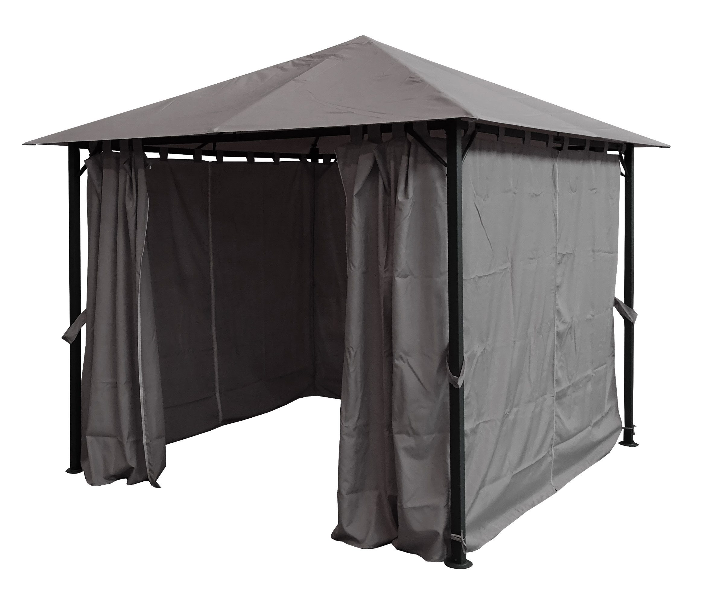Quick Star Pavillon Pavillon Nizza 3x3m Grau inkl. Seitenwand Set