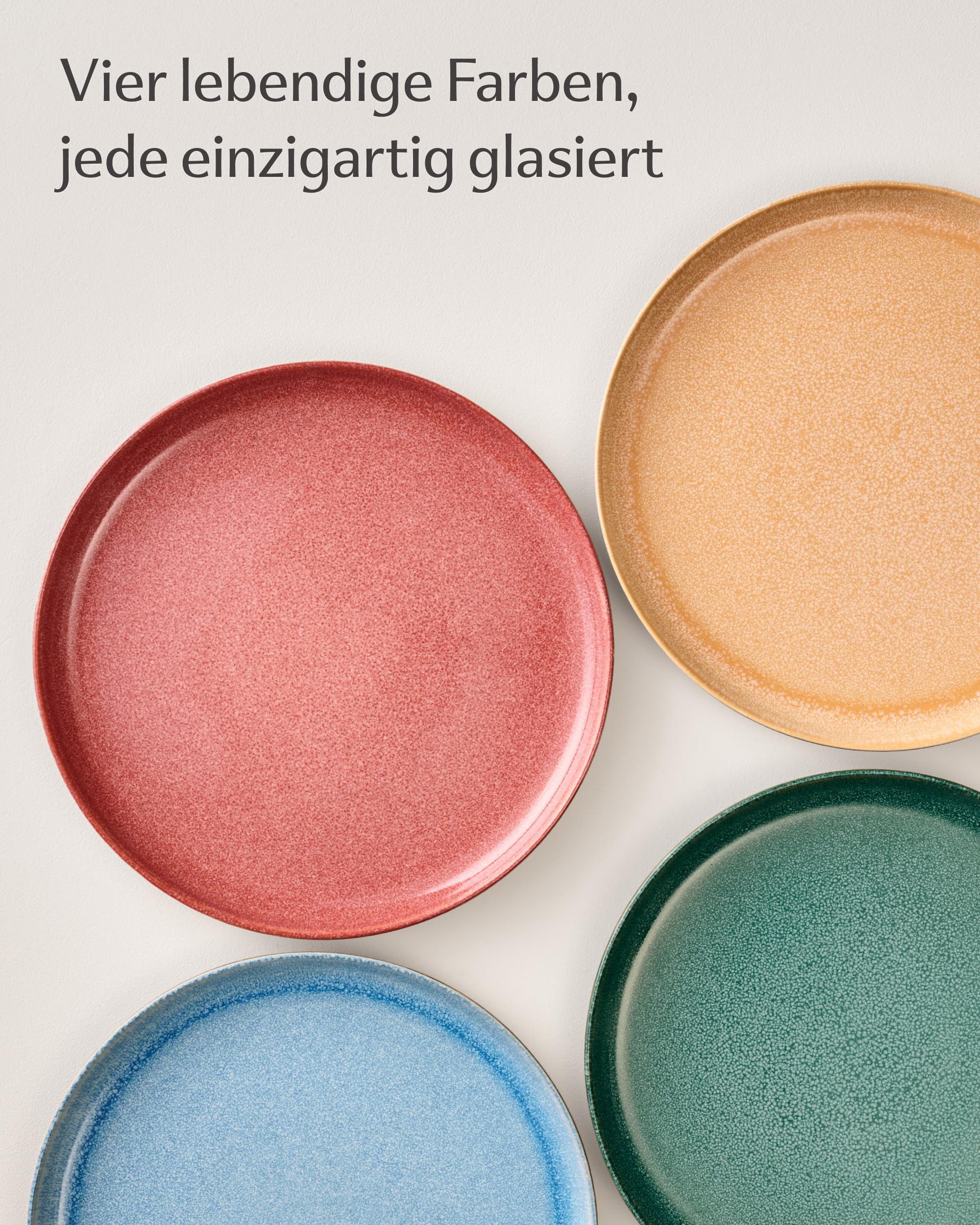 Cosumy Speiseteller Steingut Geschirr Set 4 Personen – Handgefertigtes Tafelservice, (4 St), Handglasiert- Mikrowellenfest - Spülmaschinenfest – Design Geschirr";