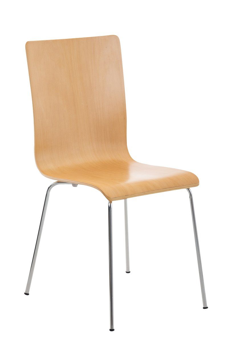 TPFLiving Besucherstuhl Peppo mit ergonomisch geformter Sitzfläche - Konferenzstuhl (Besprechungsstuhl - Warteraumstuhl - Messestuhl), Gestell: Metall chrom - Sitzfläche: Holz Natura