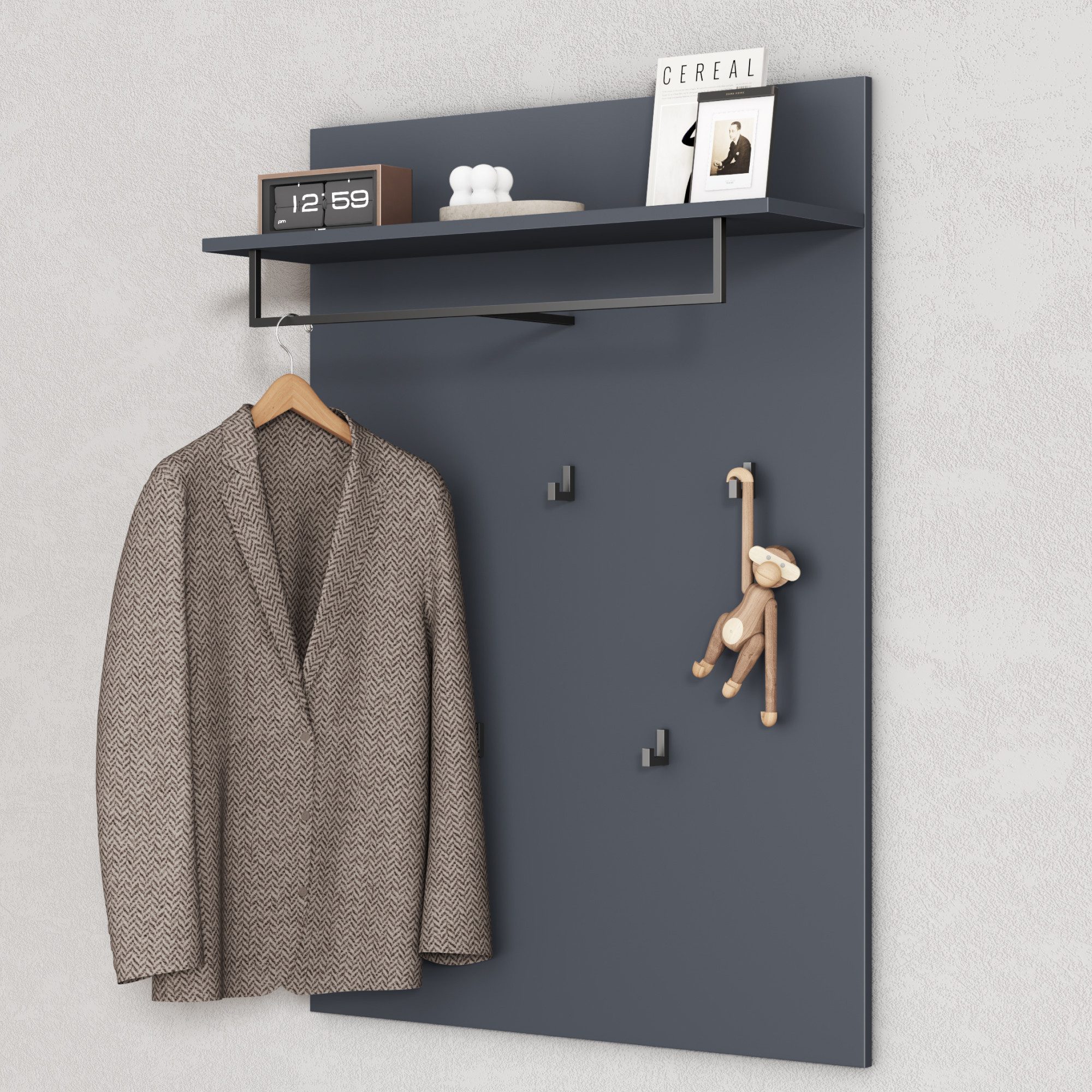 Mai & Mai Wandgarderobe Garderobenpaneel Hakenpaneel mit Ablage und 5 Haken Gabo-01
