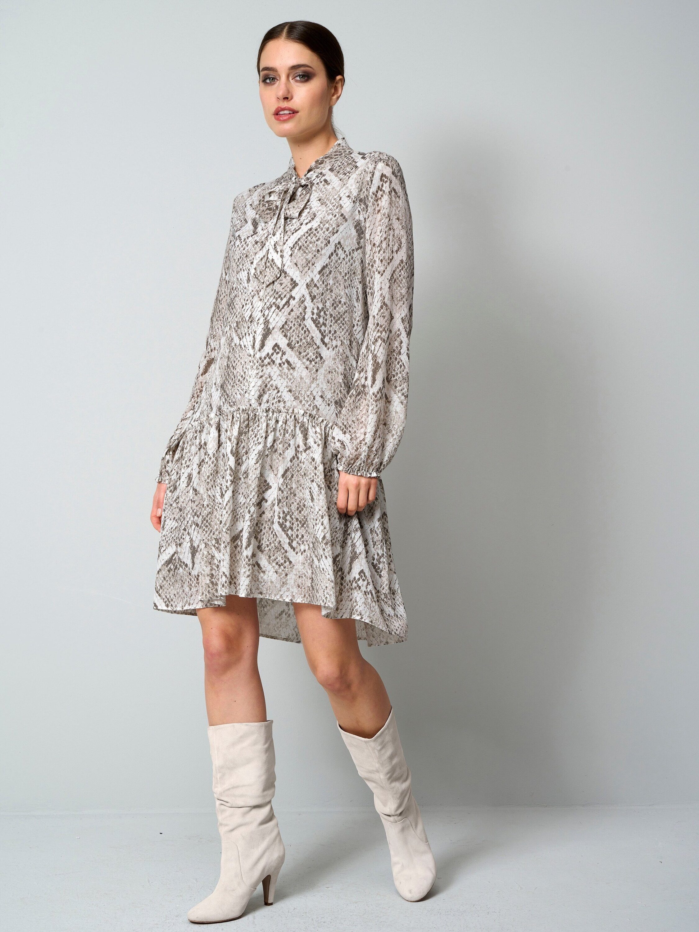 Alba Moda Druckkleid Druckkleid mit V-Ausschnitt und Schluppe