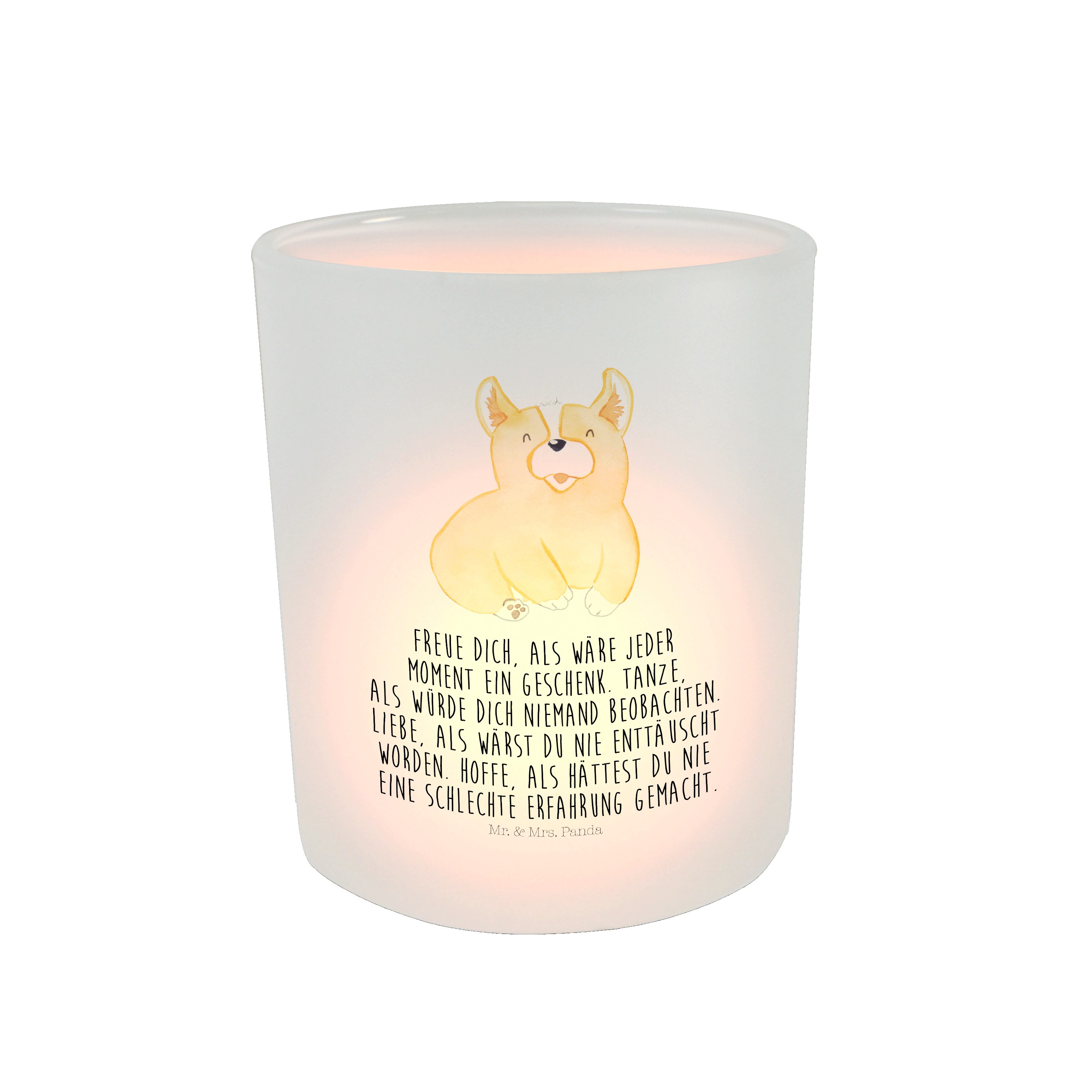 Mr. & Mrs. Panda Transparent - Windlicht St) T Corgie - Hund, Windlicht (1 Glas, Geschenk, Kerzenlicht