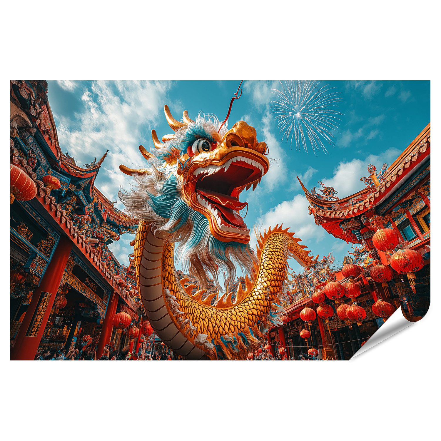 islandburner Poster, Drache bei traditionellem chinesischen Fest