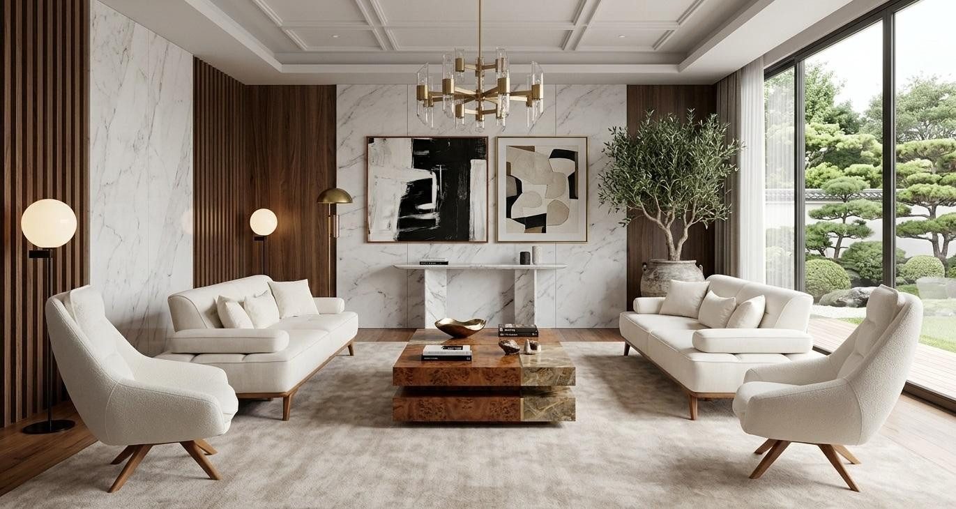 JVmoebel Polstergarnitur Polstergarnitur 3Sitzer sofa Sessel Stoff Kissen Weiß Modern Elegant, (4-tlg), Made in Europa