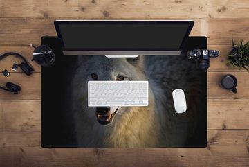 MuchoWow Gaming Mauspad Nahaufnahme eines arktischen Wolfs (1-St), Büro für Tastatur und Maus, Mousepad Gaming, 90x60 cm, XXL, Großes