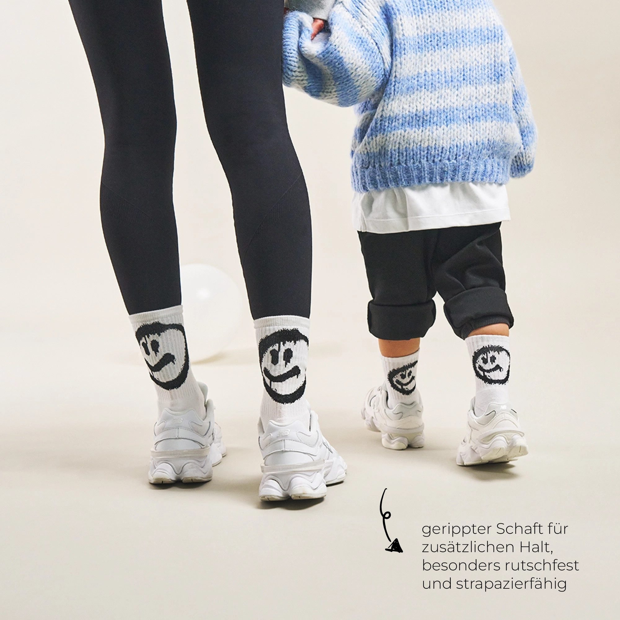 von Jungfeld Tennissocken Smiley Kinder Sportsocken Baumwoll-Mischung Unisex (6-Paar, 6er-Pack) Hohe Sportsocken aus Bio-Baumwolle für Damen & Herren