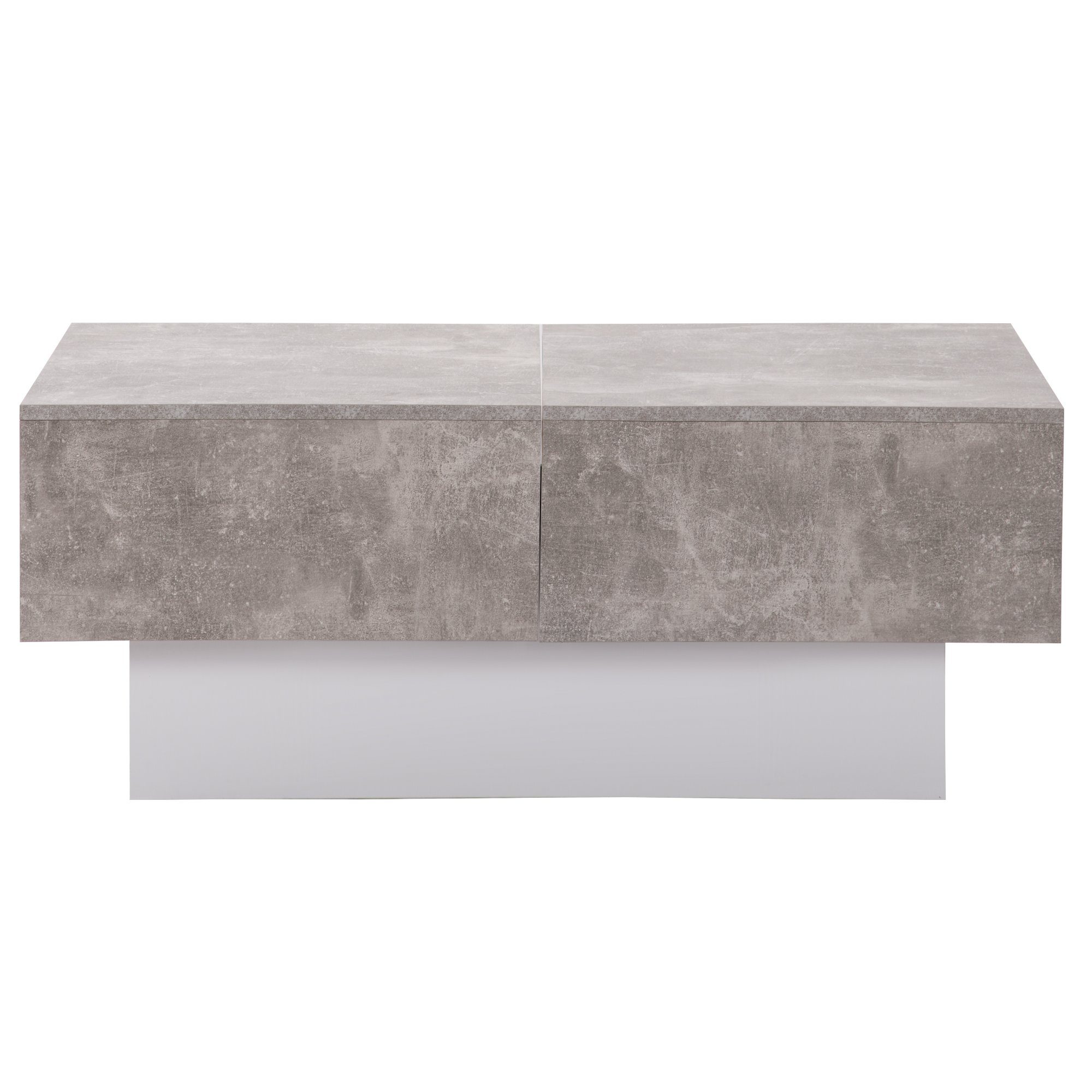 ausziehbarem Grau und Celya Couchtisch Hochglanz Weiß Sofatisch Tisch für Wohnzimmer, mit Stauraum