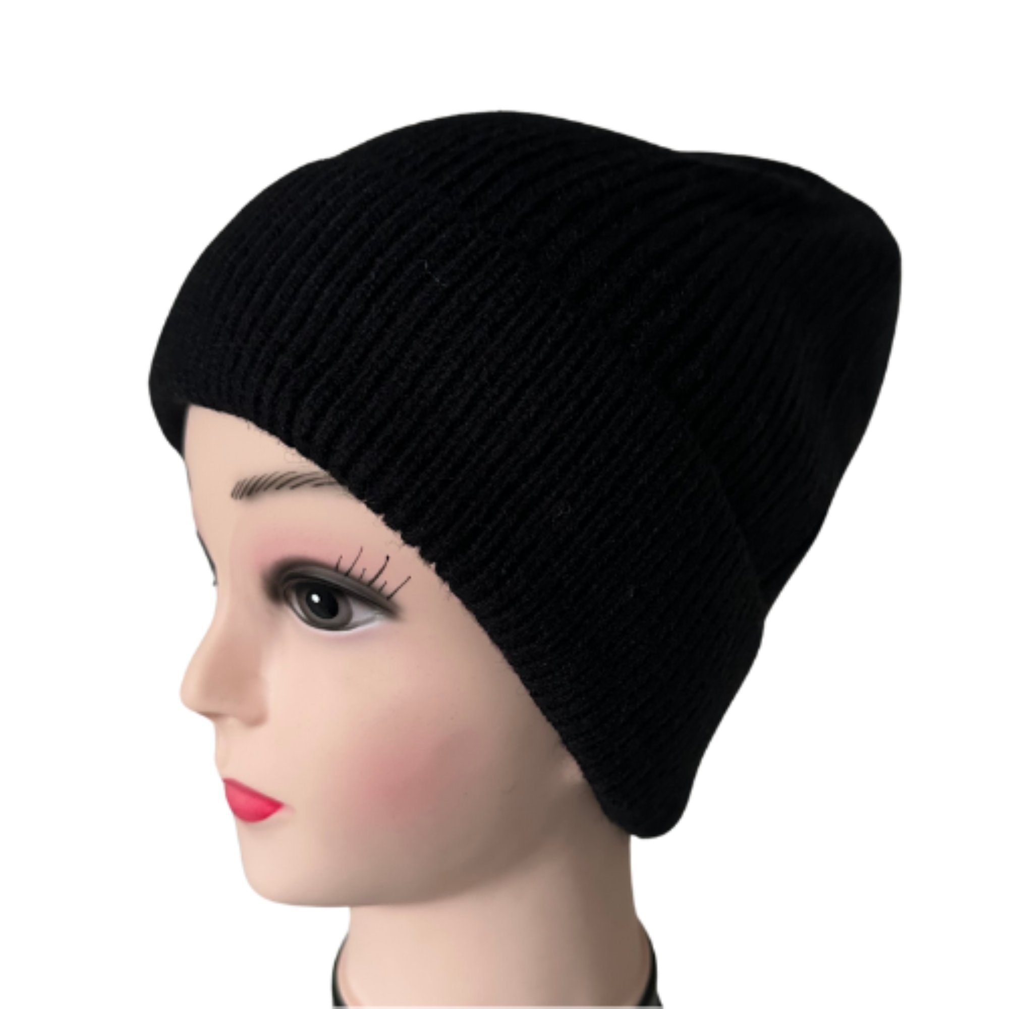 Kuschelig Strickmütze Schwarz Wintermützen für Damen FadenWelt Strickmütze) Wintermütze, Beanie Mütze Warm klassisches Design,unisex (Damen Bequem