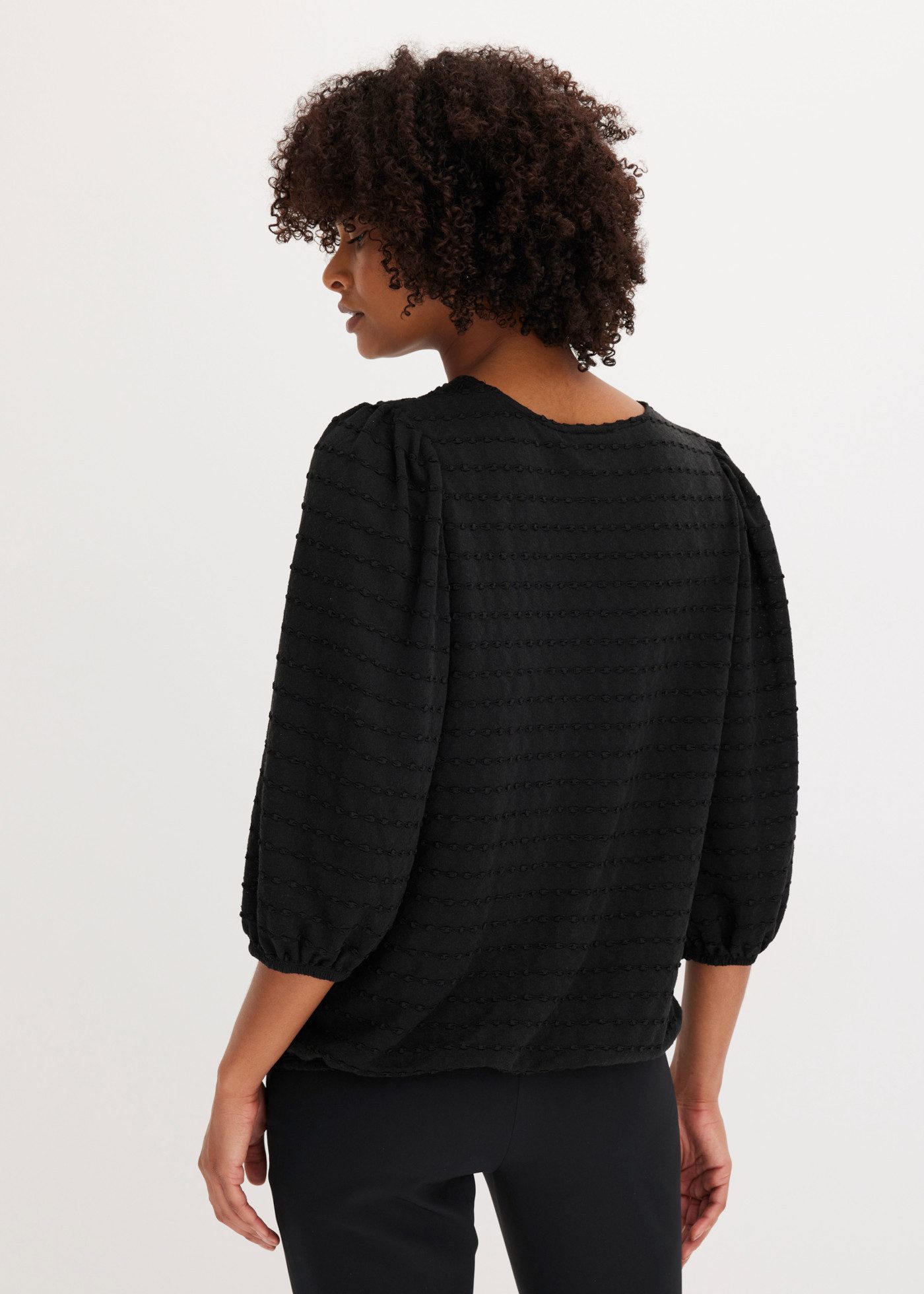 bonprix Tunikashirt Oversize-Passform, ohne Kragen, aus Polyester, Viskose und Elasthan