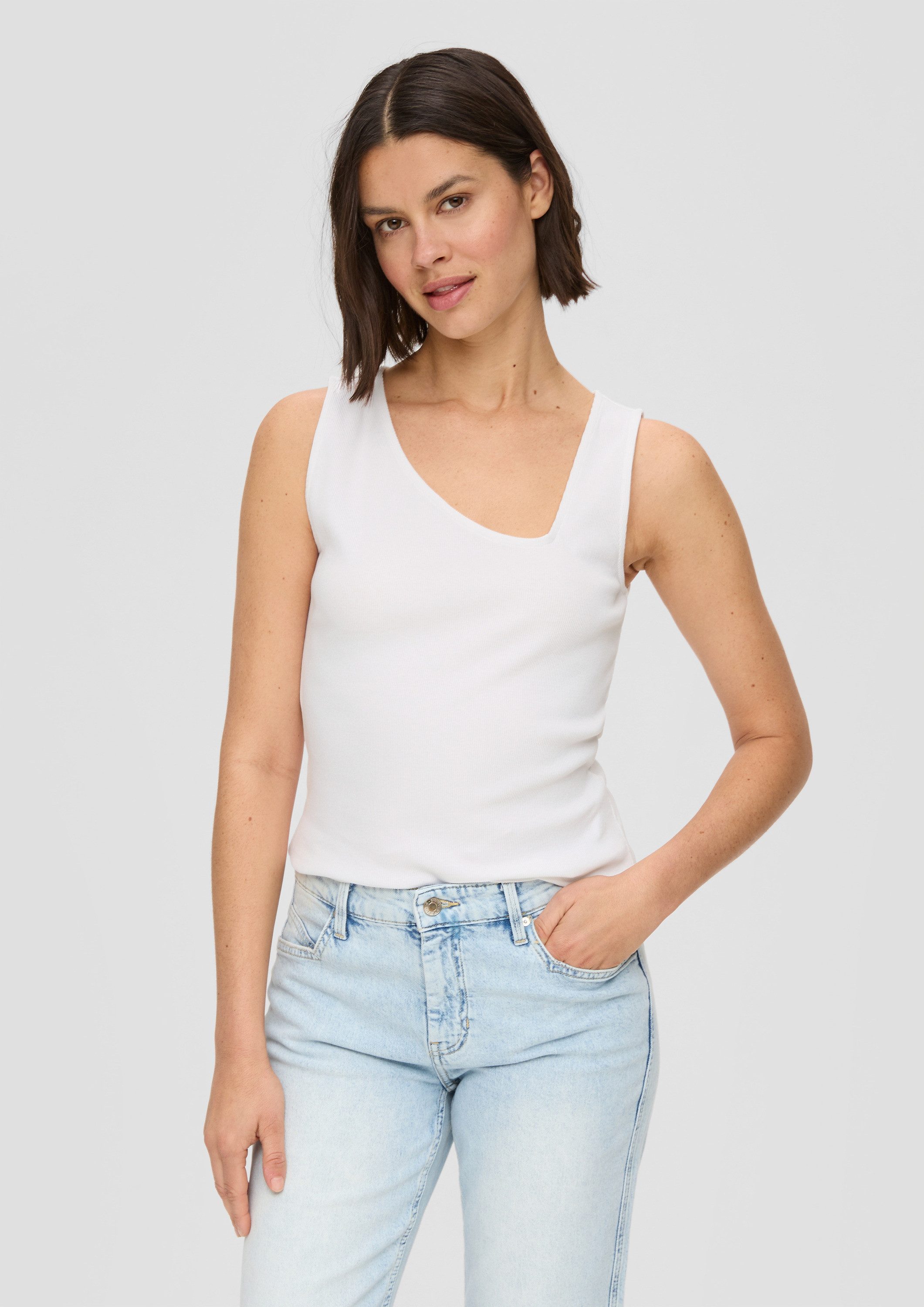 s.Oliver Muscleshirt T-Shirt Jersey-Top mit asymmetrischem Ausschnitt